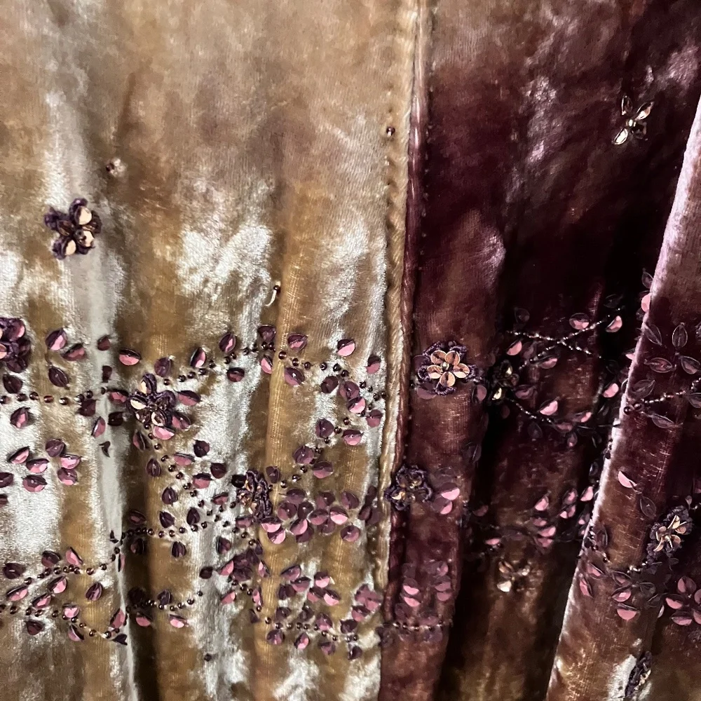 Badgley Mischka gold velvet beaded gown Vintage Y2K size 8 - Picture 12 of 15